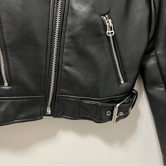 ZARA TRF FAUX LEATHER MOTO JACKET - Picture 7 of 10